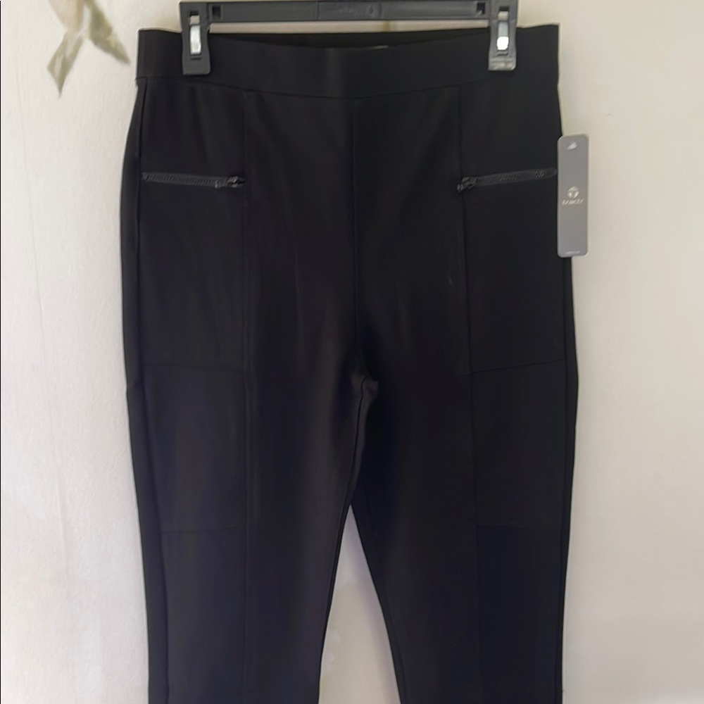 Tractr Black Knit Pull On Zipper Front Pocket Detail Pants